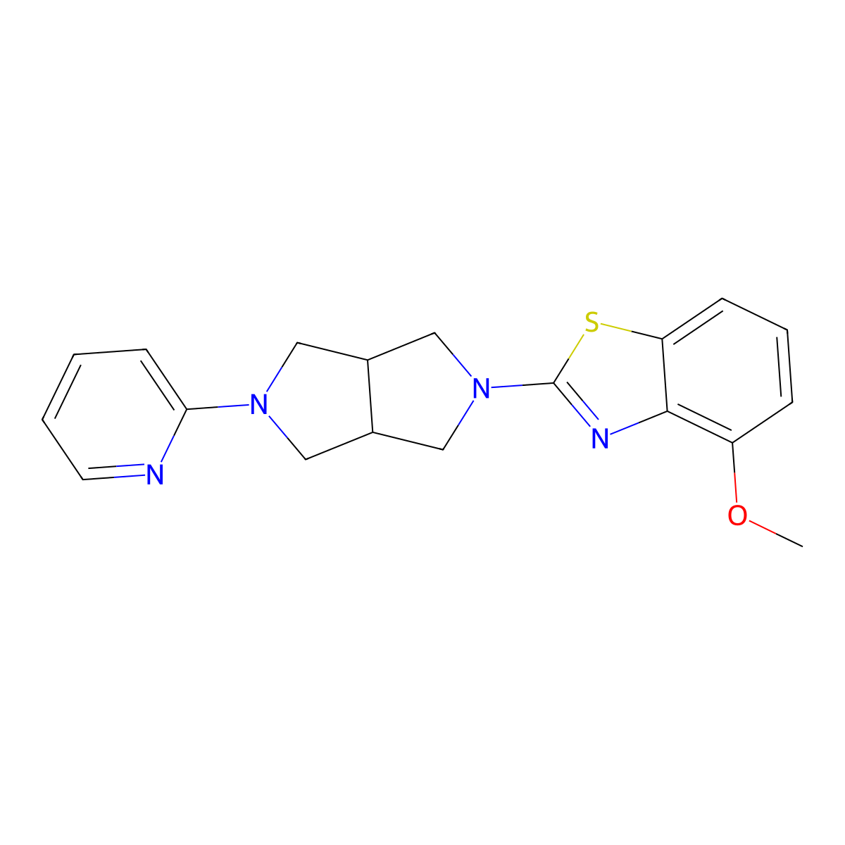 4-Methoxy-2-[5-(pyridin-2-yl)-octahydropyrrolo[3,4-c]pyrrol-2-yl]-1,3-benzothiazole molecular structure, CAS 2770606-72-7
