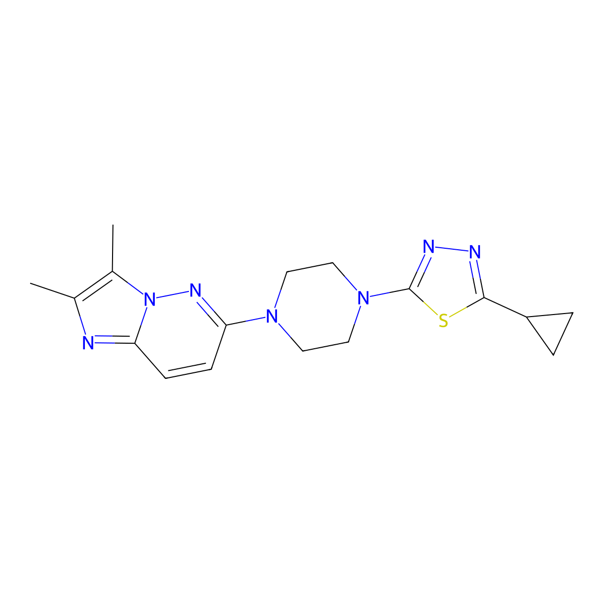 1-(5-Cyclopropyl-1,3,4-thiadiazol-2-yl)-4-{2,3-dimethylimidazo[1,2-b]pyridazin-6-yl}piperazine molecular structure, CAS 2770606-74-9