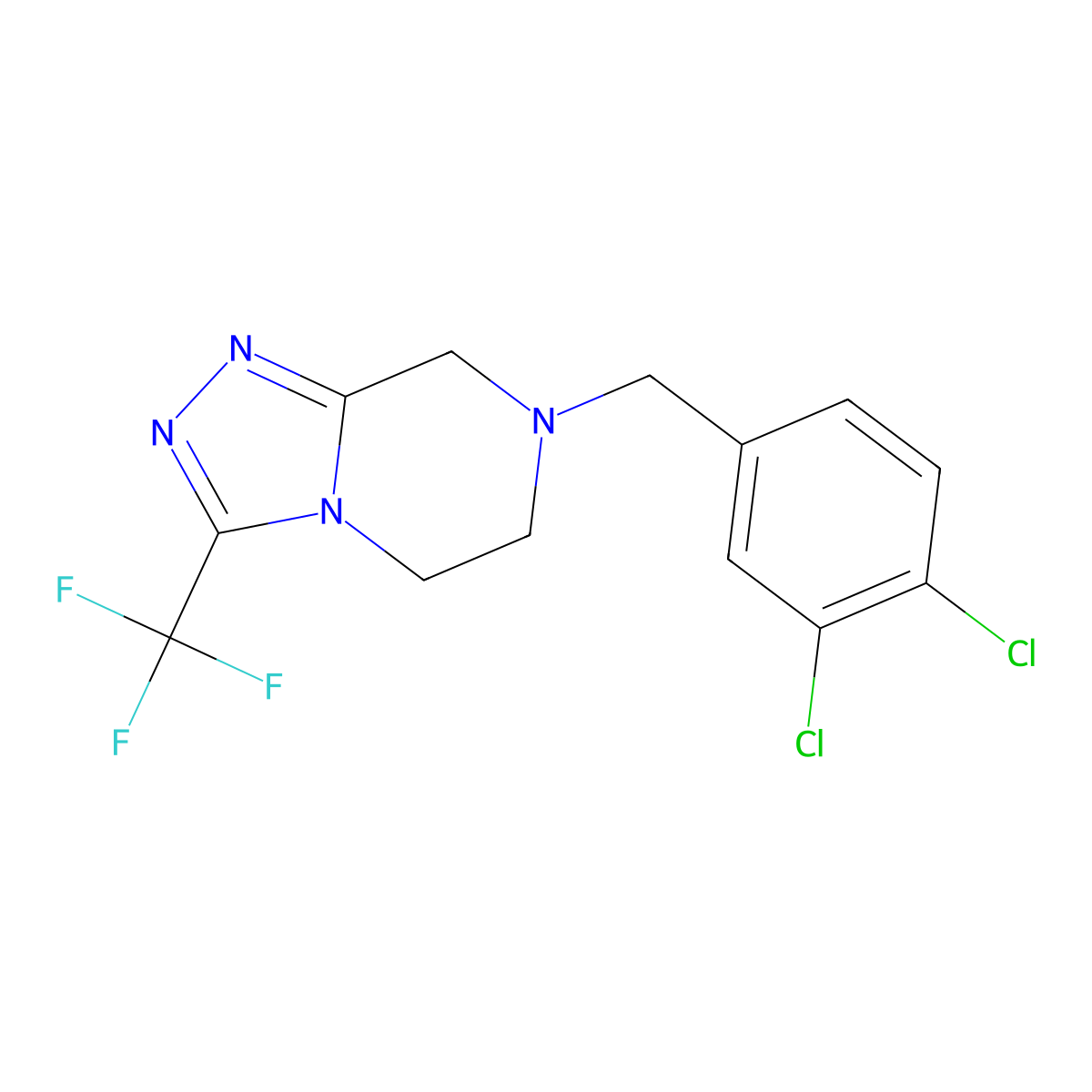 7-[(3,4-dichlorophenyl)methyl]-3-(trifluoromethyl)-5H,6H,7H,8H-[1,2,4]triazolo[4,3-a]pyrazine molecular structure, CAS 2770606-75-0