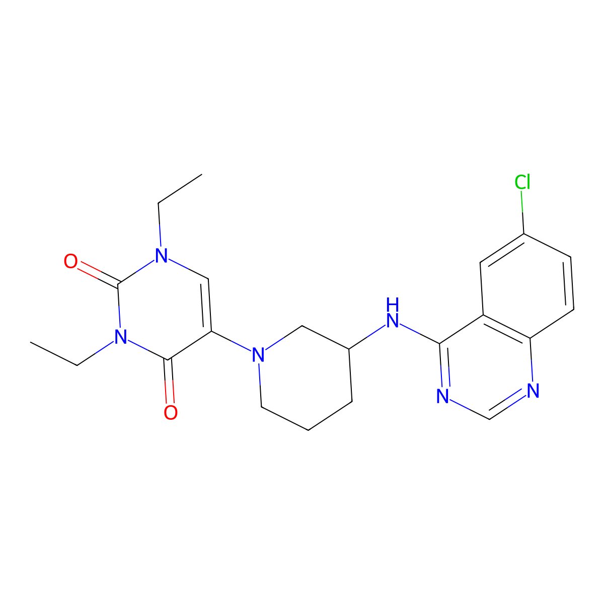 5-{3-[(6-Chloroquinazolin-4-yl)amino]piperidin-1-yl}-1,3-diethyl-1,2,3,4-tetrahydropyrimidine-2,4-dione molecular structure, CAS 2770606-92-1