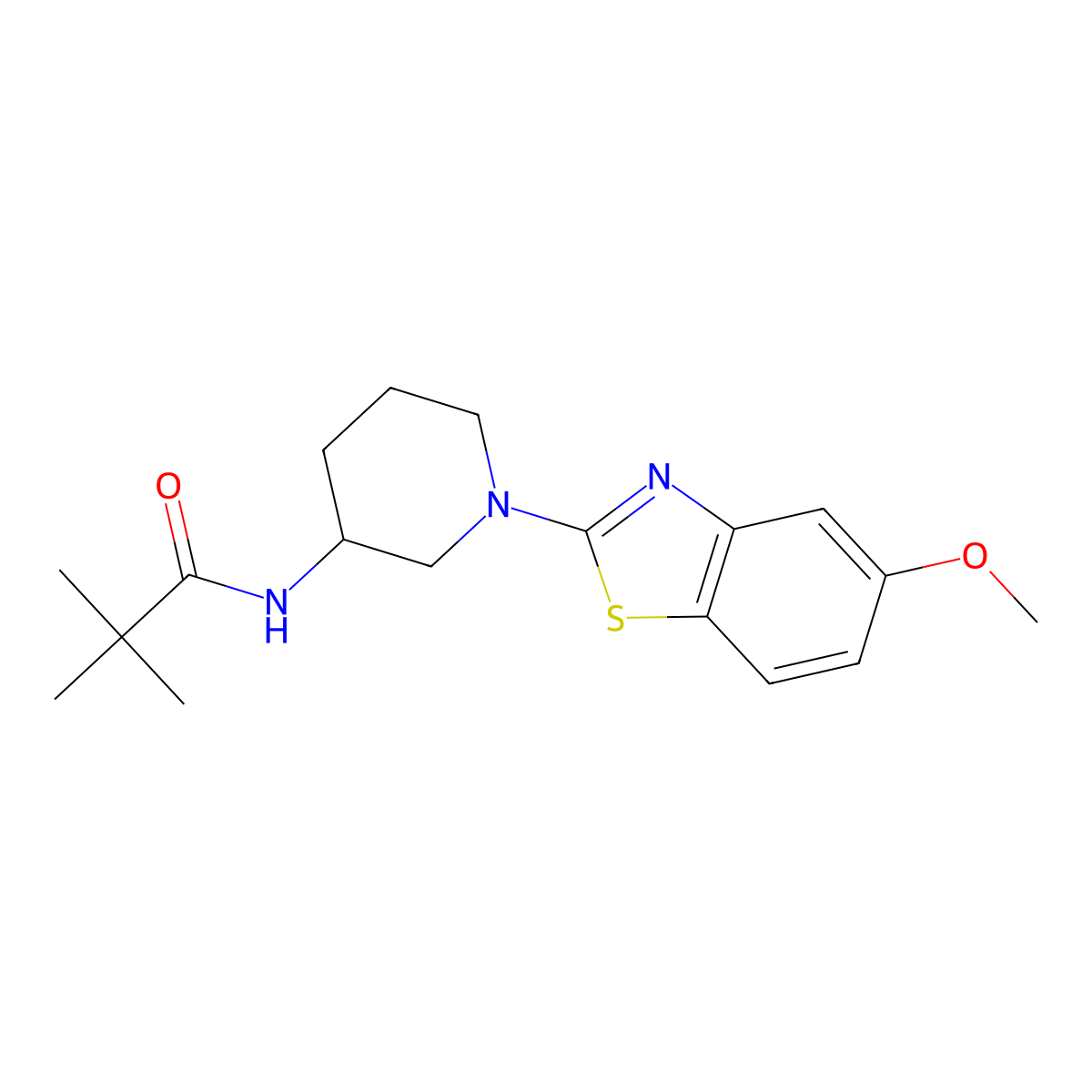 N-[1-(5-methoxy-1,3-benzothiazol-2-yl)piperidin-3-yl]-2,2-dimethylpropanamide molecular structure, CAS 2770606-94-3
