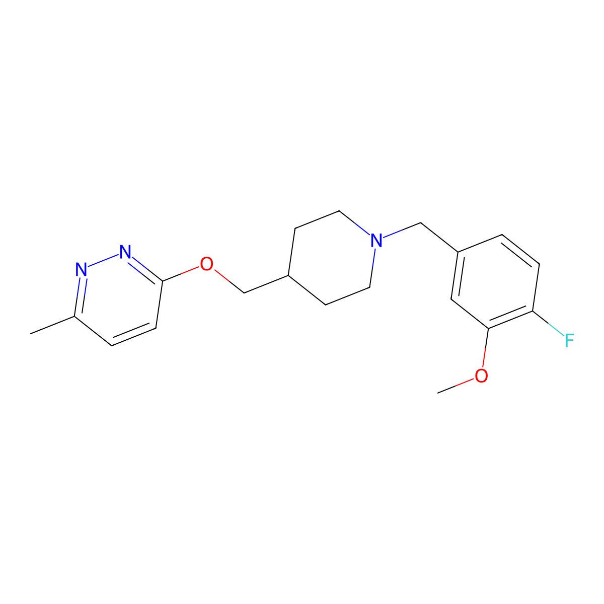 3-({1-[(4-Fluoro-3-methoxyphenyl)methyl]piperidin-4-yl}methoxy)-6-methylpyridazine molecular structure, CAS 2770607-03-7