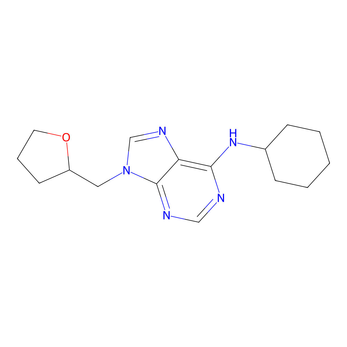 N-cyclohexyl-9-[(oxolan-2-yl)methyl]-9H-purin-6-amine molecular structure, CAS 2770607-08-2
