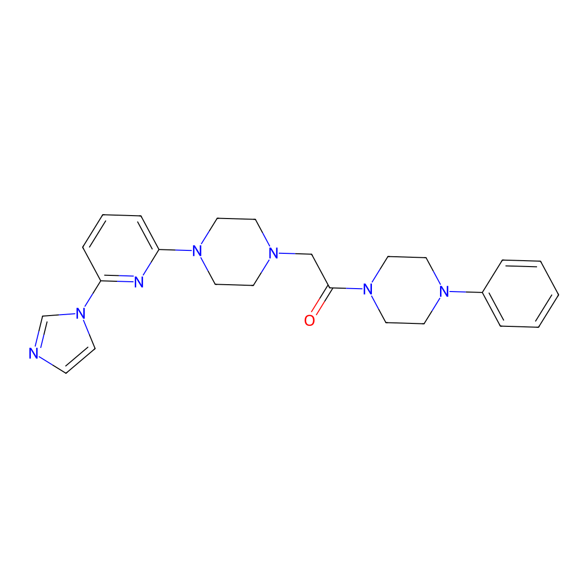 2-{4-[6-(1H-imidazol-1-yl)pyridin-2-yl]piperazin-1-yl}-1-(4-phenylpiperazin-1-yl)ethan-1-one molecular structure, CAS 2770607-13-9