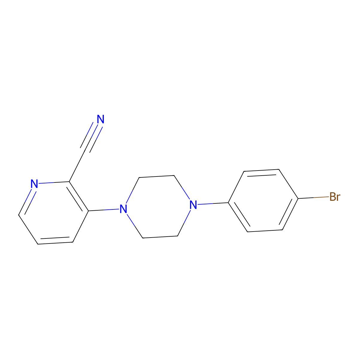 3-[4-(4-Bromophenyl)piperazin-1-yl]pyridine-2-carbonitrile molecular structure, CAS 2770607-15-1