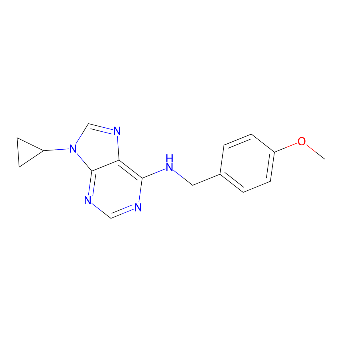 9-cyclopropyl-N-[(4-methoxyphenyl)methyl]-9H-purin-6-amine molecular structure, CAS 2770607-16-2