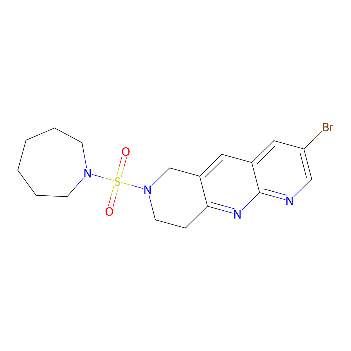 1-({3-bromo-6H,7H,8H,9H-pyrido[2,3-b]1,6-naphthyridin-7-yl}sulfonyl)azepane molecular structure, CAS 2770607-23-1