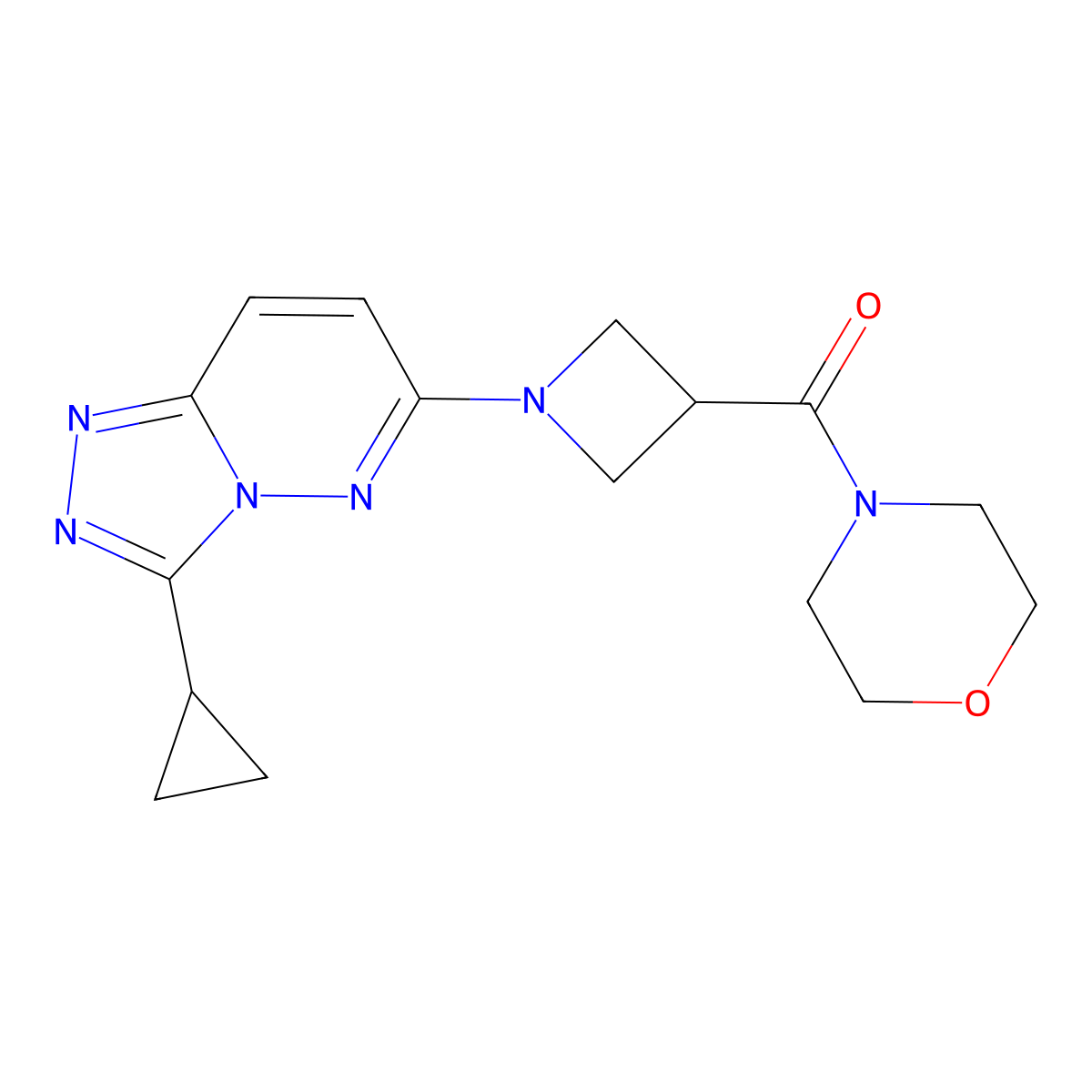 4-(1-{3-Cyclopropyl-[1,2,4]triazolo[4,3-b]pyridazin-6-yl}azetidine-3-carbonyl)morpholine molecular structure, CAS 2770607-26-4