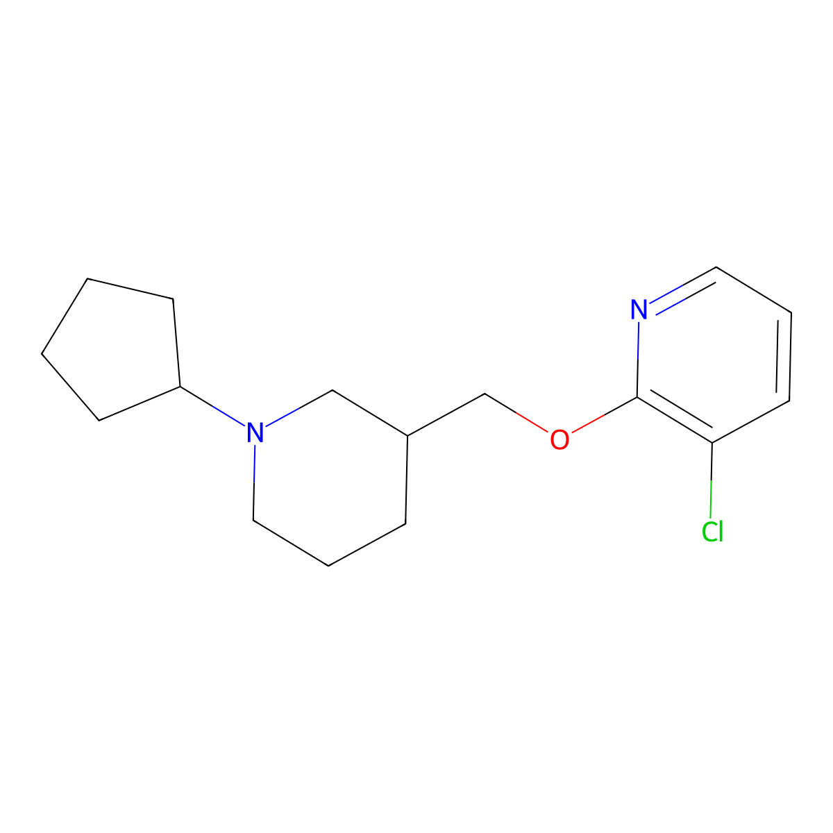 3-Chloro-2-[(1-cyclopentylpiperidin-3-yl)methoxy]pyridine molecular structure, CAS 2770607-35-5