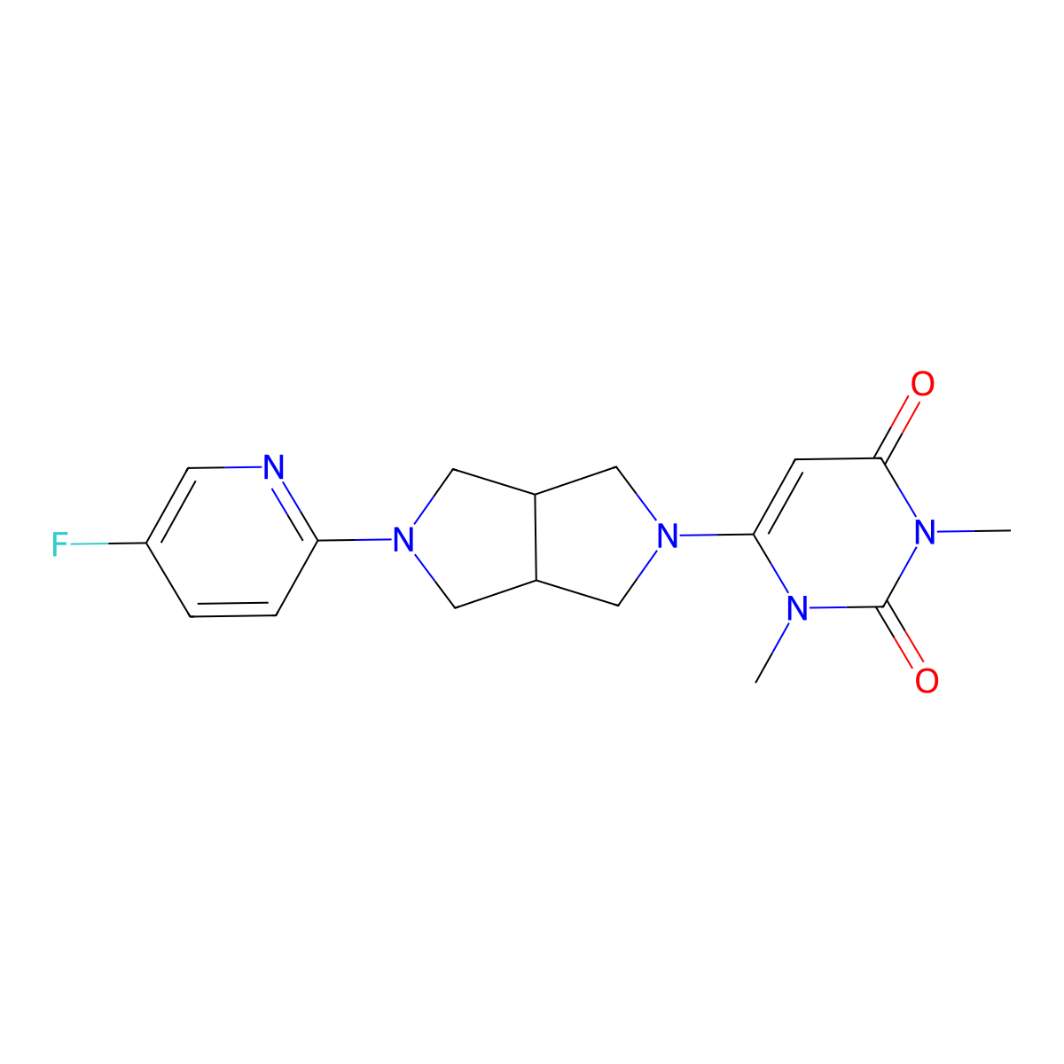 6-[5-(5-Fluoropyridin-2-yl)-octahydropyrrolo[3,4-c]pyrrol-2-yl]-1,3-dimethyl-1,2,3,4-tetrahydropyrimidine-2,4-dione molecular structure, CAS 2770607-40-2