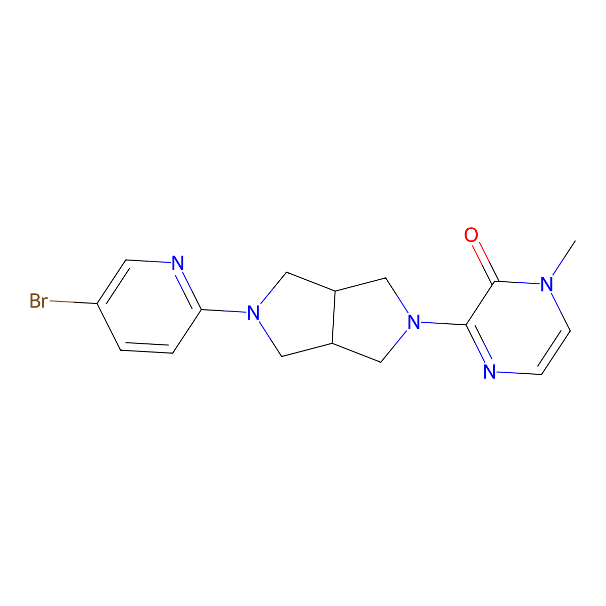 3-[5-(5-Bromopyridin-2-yl)-octahydropyrrolo[3,4-c]pyrrol-2-yl]-1-methyl-1,2-dihydropyrazin-2-one molecular structure, CAS 2770607-41-3