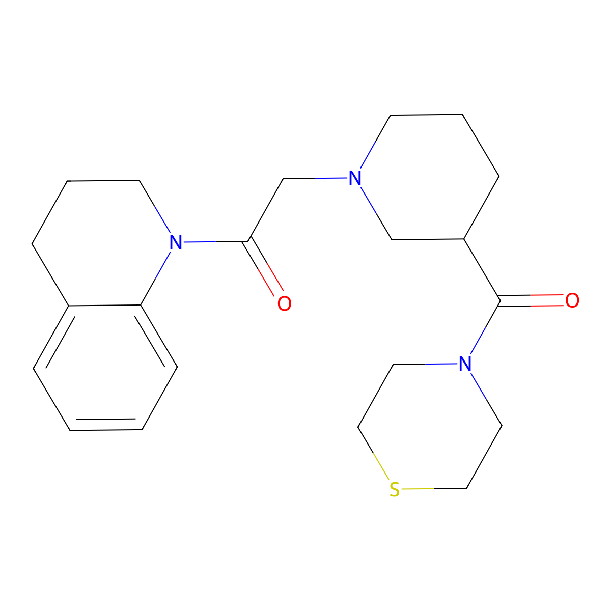 1-(1,2,3,4-Tetrahydroquinolin-1-yl)-2-[3-(thiomorpholine-4-carbonyl)piperidin-1-yl]ethan-1-one molecular structure, CAS 2770607-42-4