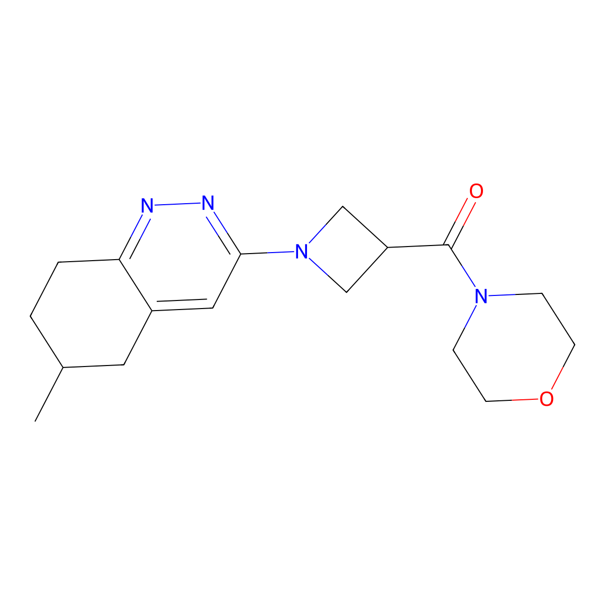 6-Methyl-3-[3-(morpholine-4-carbonyl)azetidin-1-yl]-5,6,7,8-tetrahydrocinnoline molecular structure, CAS 2770607-43-5