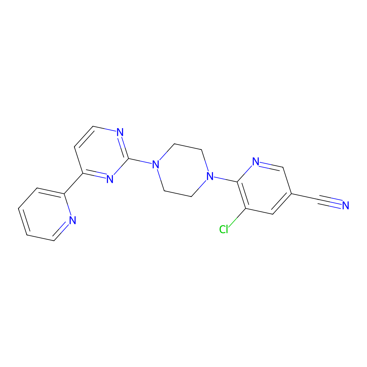 5-Chloro-6-{4-[4-(pyridin-2-yl)pyrimidin-2-yl]piperazin-1-yl}pyridine-3-carbonitrile molecular structure, CAS 2770607-49-1