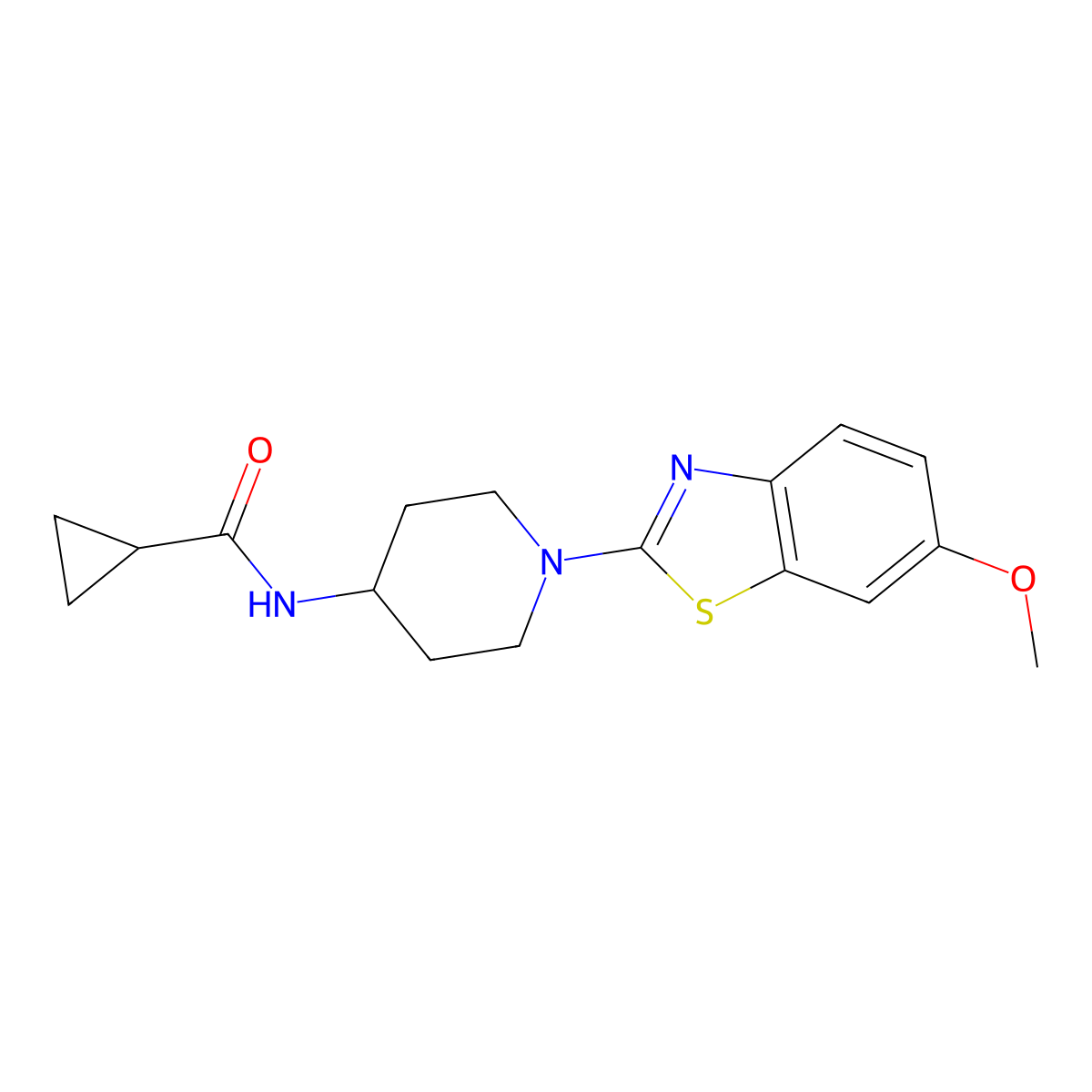 N-[1-(6-methoxy-1,3-benzothiazol-2-yl)piperidin-4-yl]cyclopropanecarboxamide molecular structure, CAS 2770607-50-4