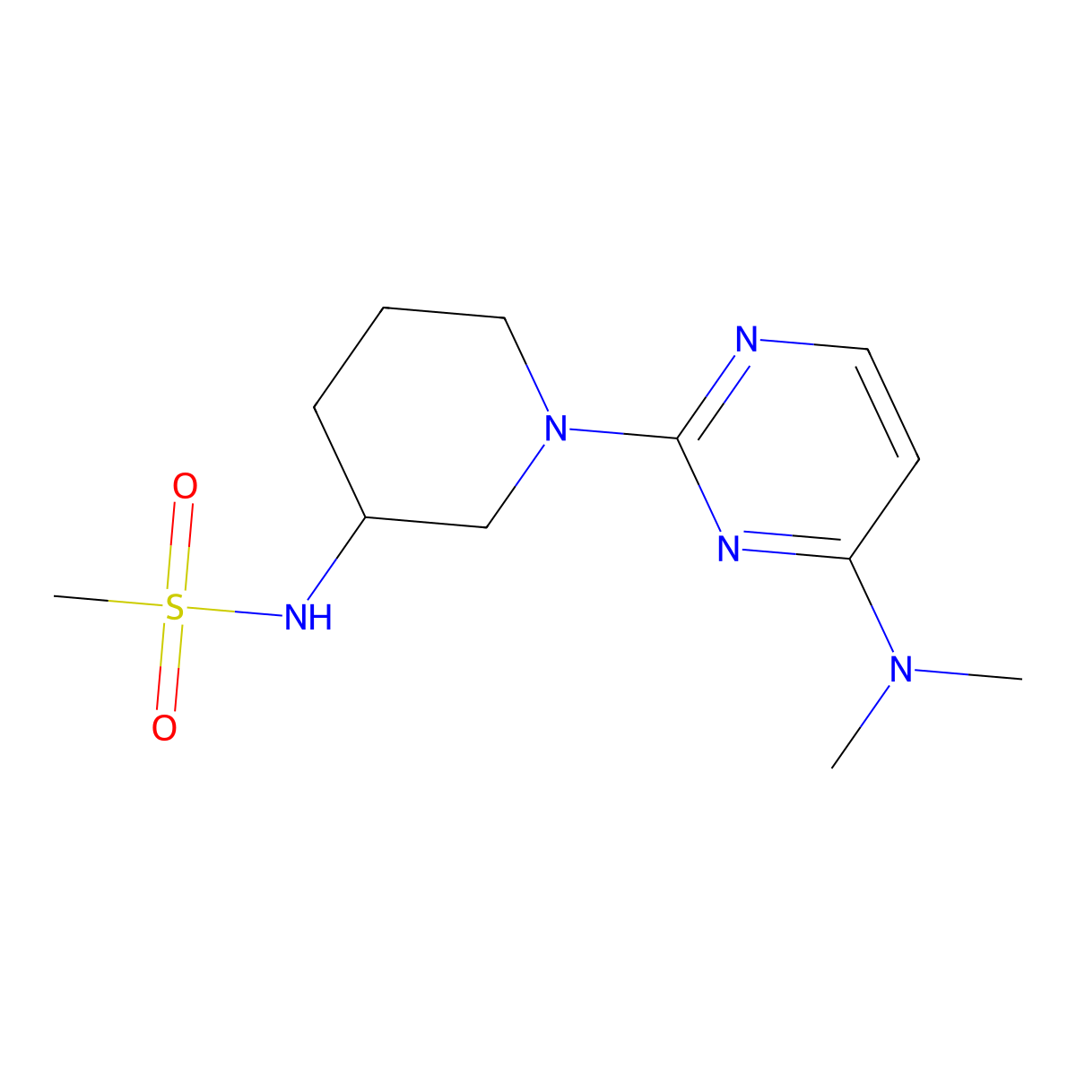 N-{1-[4-(dimethylamino)pyrimidin-2-yl]piperidin-3-yl}methanesulfonamide molecular structure, CAS 2770607-53-7