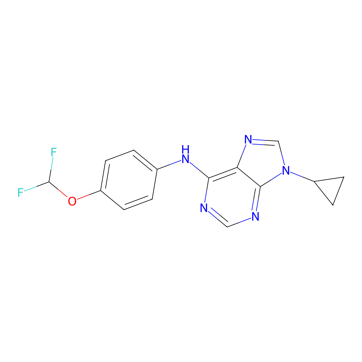 9-cyclopropyl-N-[4-(difluoromethoxy)phenyl]-9H-purin-6-amine molecular structure, CAS 2770607-56-0