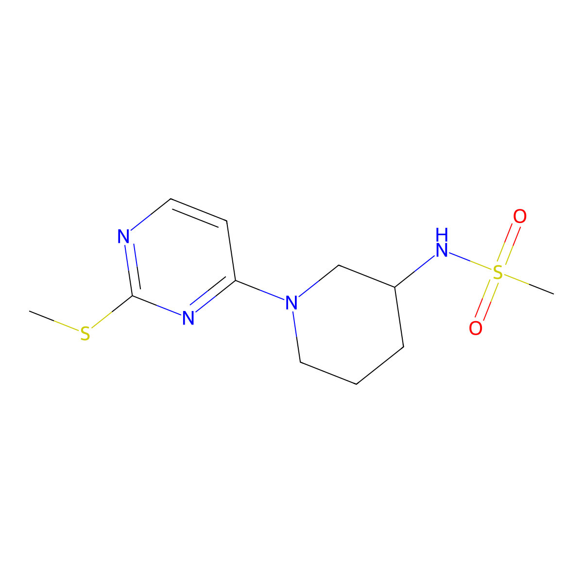 N-{1-[2-(methylsulfanyl)pyrimidin-4-yl]piperidin-3-yl}methanesulfonamide molecular structure, CAS 2770607-58-2
