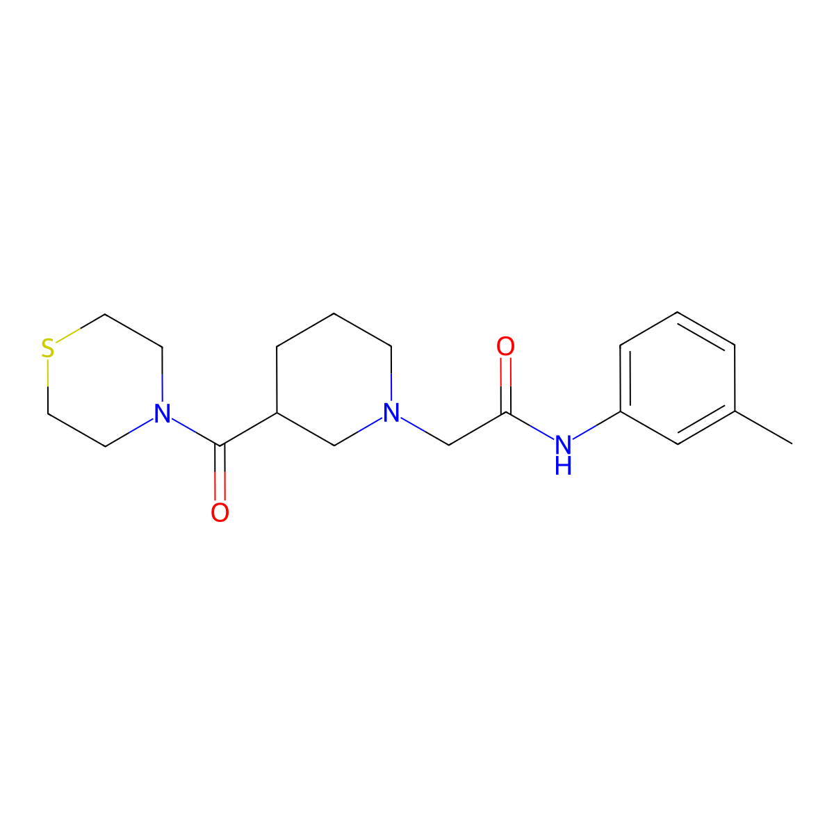 N-(3-methylphenyl)-2-[3-(thiomorpholine-4-carbonyl)piperidin-1-yl]acetamide molecular structure, CAS 2770607-60-6