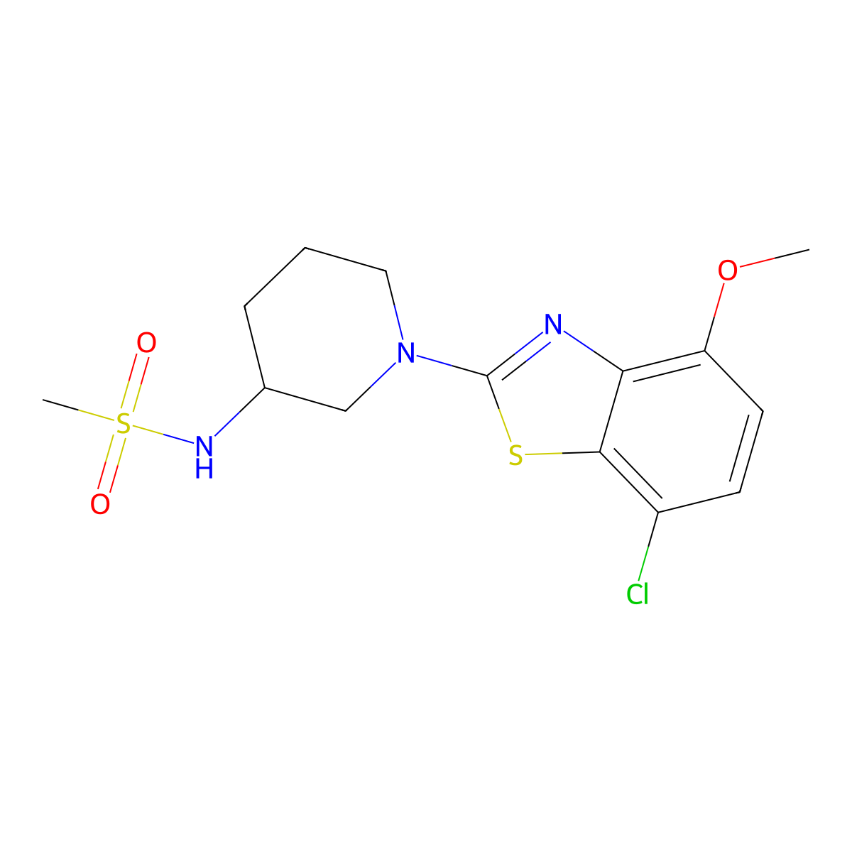 N-[1-(7-chloro-4-methoxy-1,3-benzothiazol-2-yl)piperidin-3-yl]methanesulfonamide molecular structure, CAS 2770607-62-8