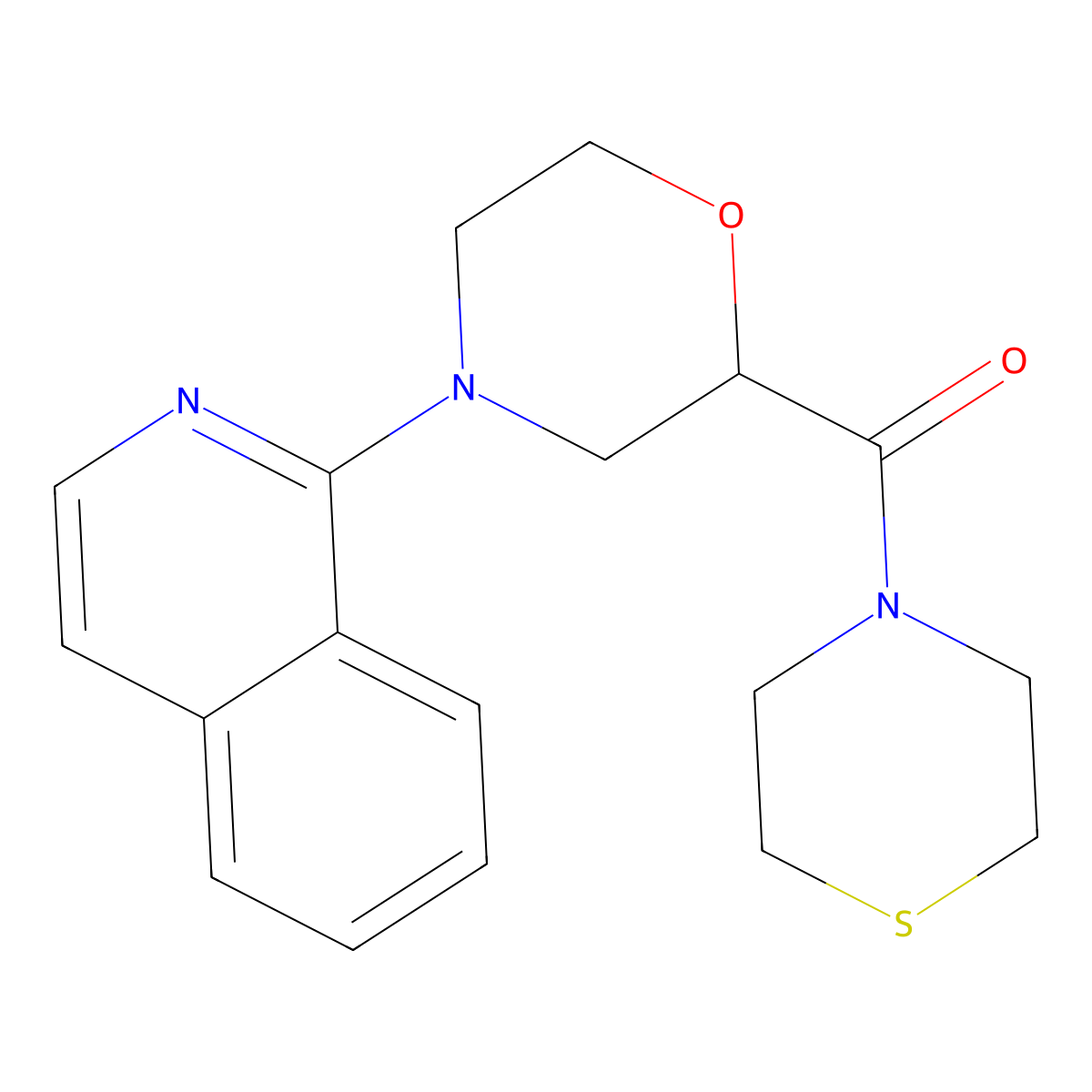 1-[2-(Thiomorpholine-4-carbonyl)morpholin-4-yl]isoquinoline molecular structure, CAS 2770607-63-9