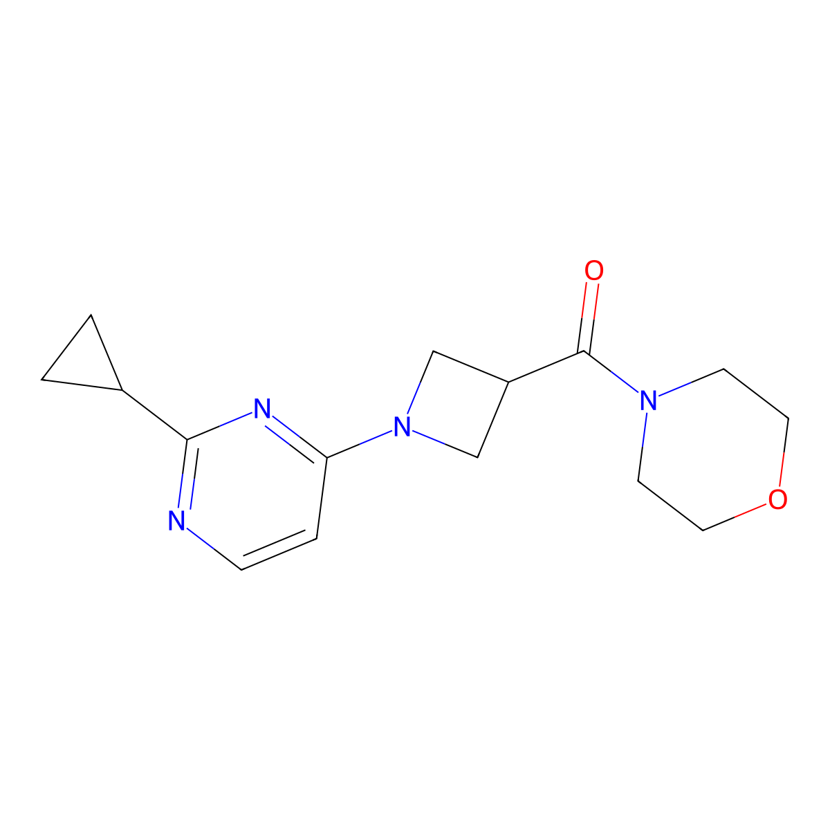 4-[1-(2-Cyclopropylpyrimidin-4-yl)azetidine-3-carbonyl]morpholine molecular structure, CAS 2770607-67-3