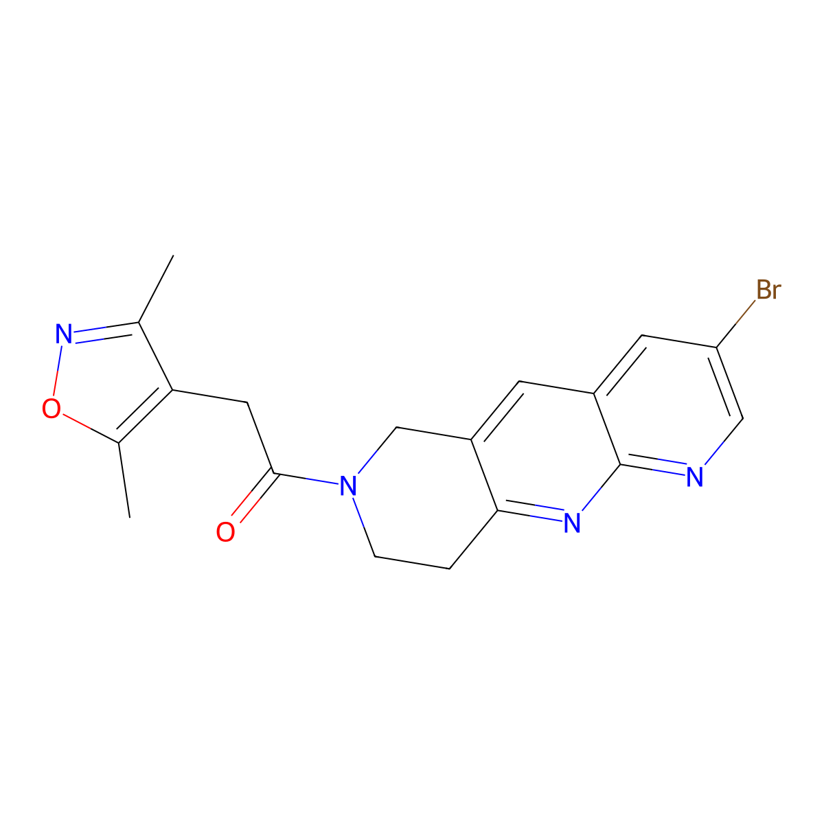 1-{3-bromo-6H,7H,8H,9H-pyrido[2,3-b]1,6-naphthyridin-7-yl}-2-(3,5-dimethyl-1,2-oxazol-4-yl)ethan-1-one molecular structure, CAS 2770607-69-5