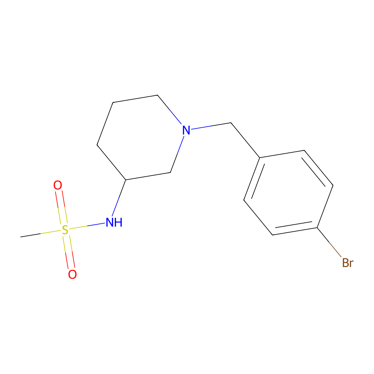N-{1-[(4-bromophenyl)methyl]piperidin-3-yl}methanesulfonamide molecular structure, CAS 2770607-70-8