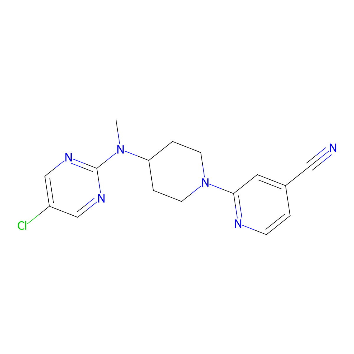 2-{4-[(5-Chloropyrimidin-2-yl)(methyl)amino]piperidin-1-yl}pyridine-4-carbonitrile molecular structure, CAS 2770607-76-4