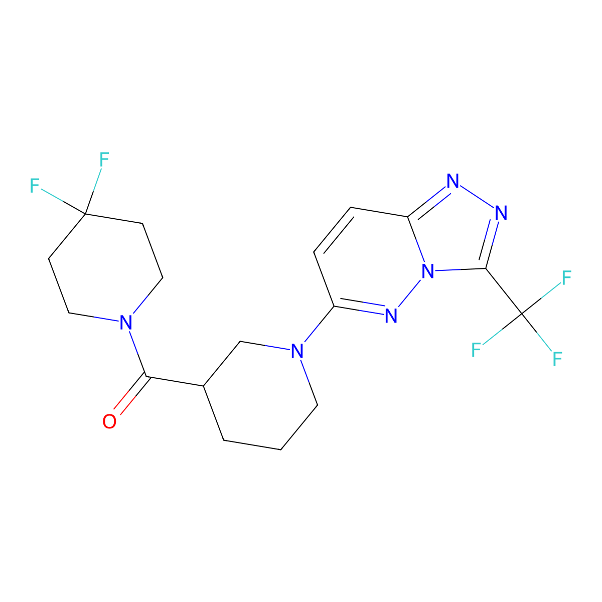 3-(4,4-Difluoropiperidine-1-carbonyl)-1-[3-(trifluoromethyl)-[1,2,4]triazolo[4,3-b]pyridazin-6-yl]piperidine molecular structure, CAS 2770607-78-6