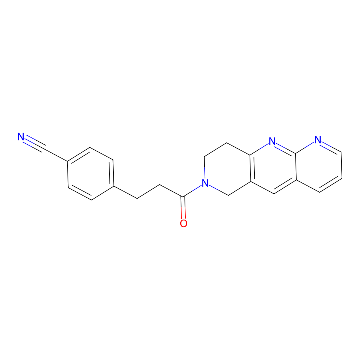 4-(3-oxo-3-{6H,7H,8H,9H-pyrido[2,3-b]1,6-naphthyridin-7-yl}propyl)benzonitrile molecular structure, CAS 2770607-82-2