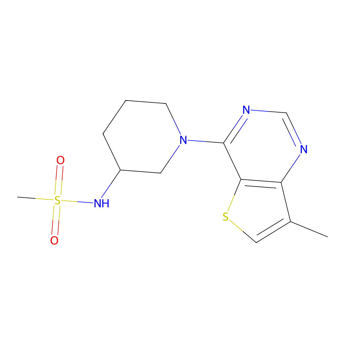 N-(1-{7-methylthieno[3,2-d]pyrimidin-4-yl}piperidin-3-yl)methanesulfonamide molecular structure, CAS 2770607-83-3