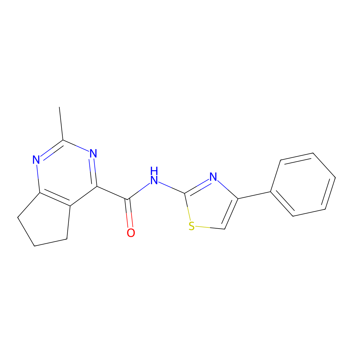 2-methyl-N-(4-phenyl-1,3-thiazol-2-yl)-5H,6H,7H-cyclopenta[d]pyrimidine-4-carboxamide molecular structure, CAS 2770607-84-4