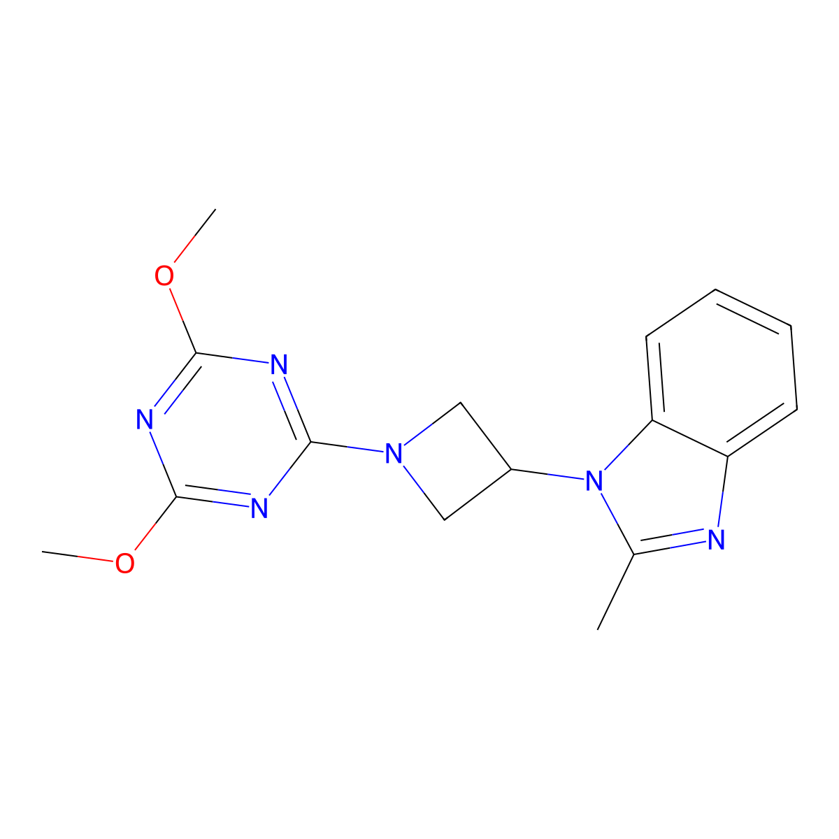 1-[1-(4,6-dimethoxy-1,3,5-triazin-2-yl)azetidin-3-yl]-2-methyl-1H-1,3-benzodiazole molecular structure, CAS 2770607-88-8