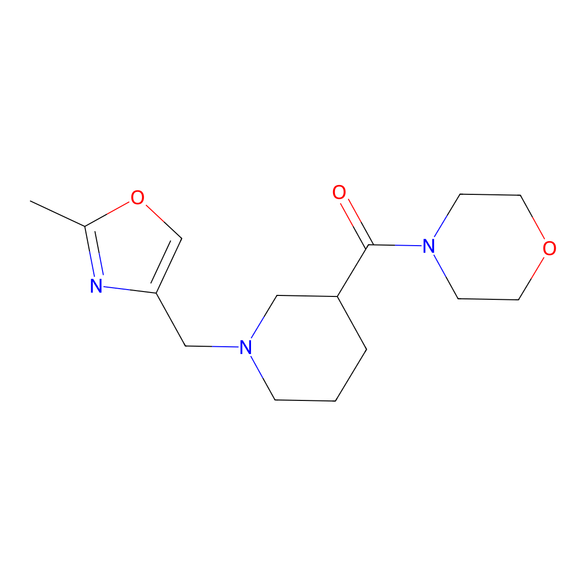 4-{1-[(2-Methyl-1,3-oxazol-4-yl)methyl]piperidine-3-carbonyl}morpholine molecular structure, CAS 2770607-89-9