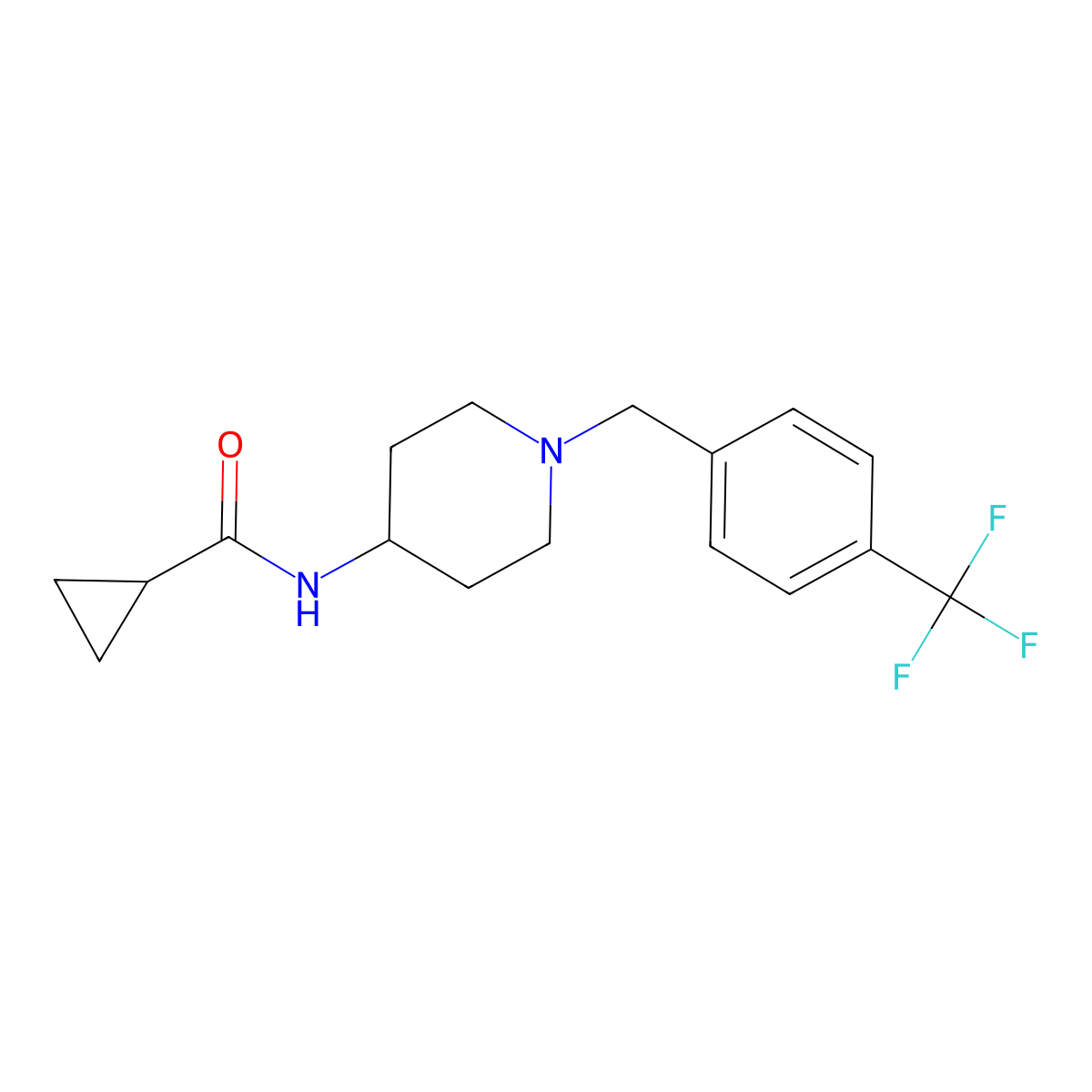 N-(1-{[4-(trifluoromethyl)phenyl]methyl}piperidin-4-yl)cyclopropanecarboxamide molecular structure, CAS 2770607-94-6