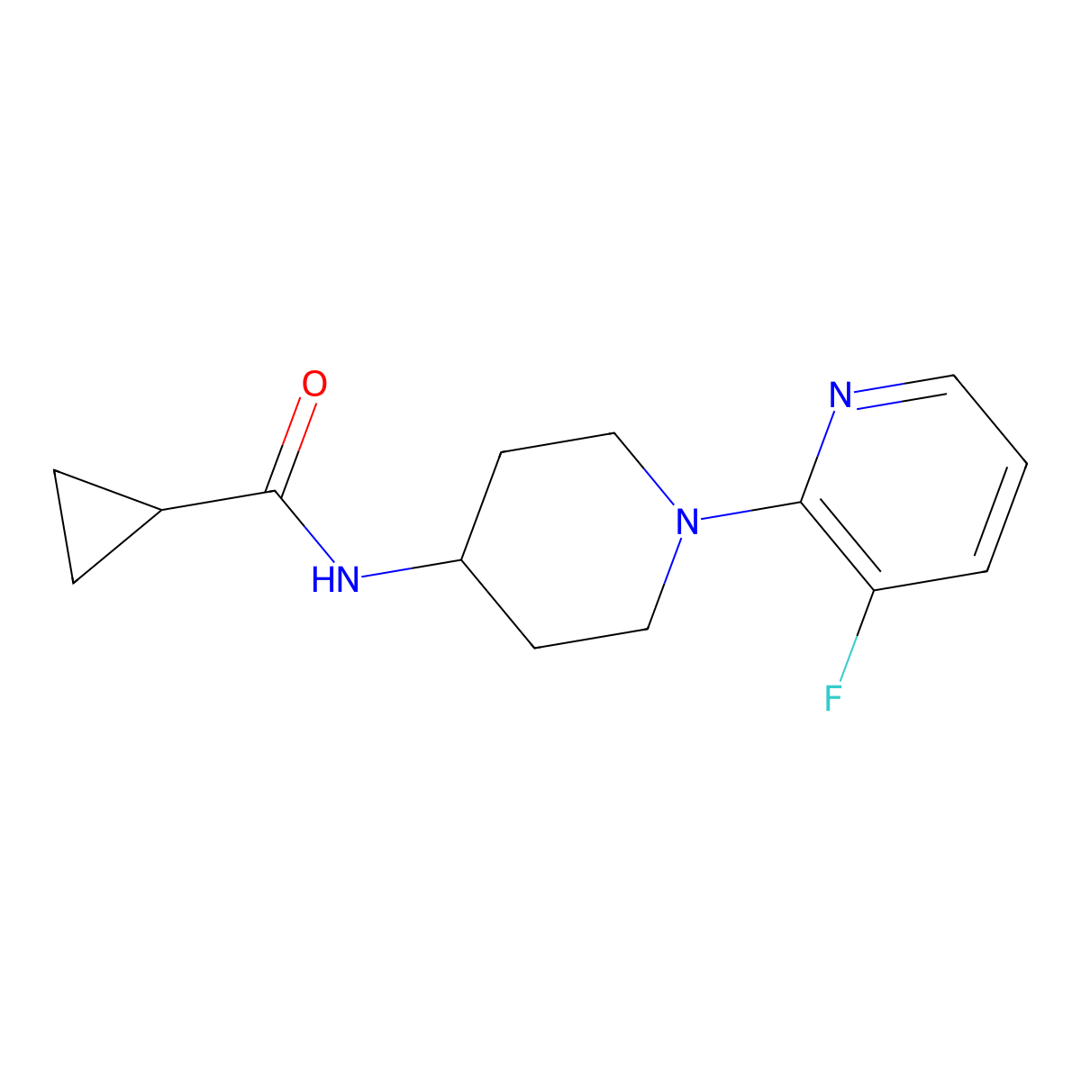 N-[1-(3-fluoropyridin-2-yl)piperidin-4-yl]cyclopropanecarboxamide molecular structure, CAS 2770607-97-9