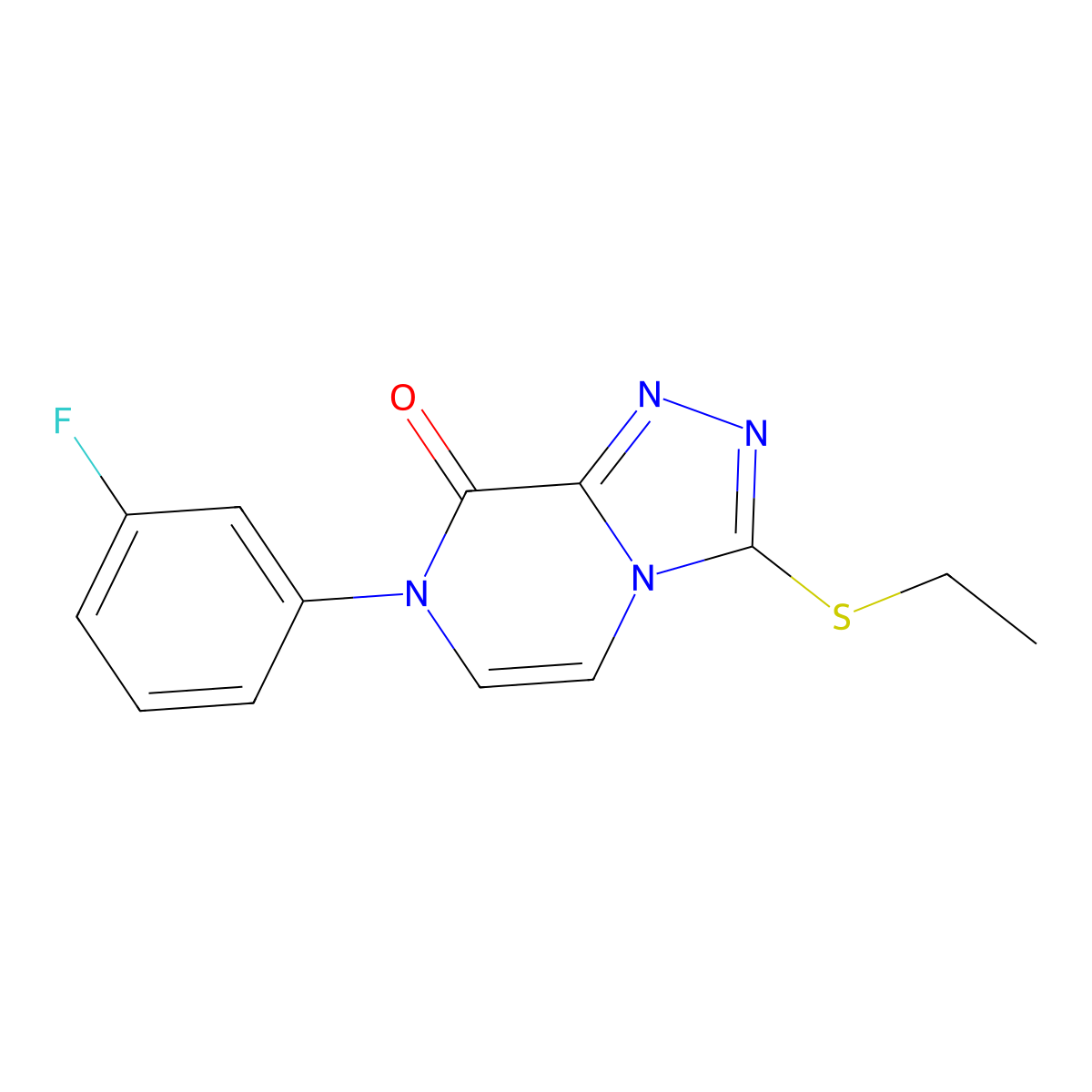 3-(ethylsulfanyl)-7-(3-fluorophenyl)-7H,8H-[1,2,4]triazolo[4,3-a]pyrazin-8-one molecular structure, CAS 2770607-99-1