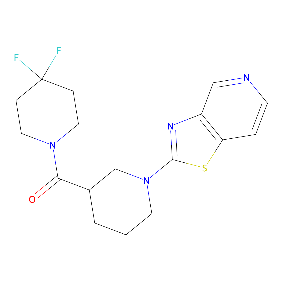 3-(4,4-Difluoropiperidine-1-carbonyl)-1-{[1,3]thiazolo[4,5-c]pyridin-2-yl}piperidine molecular structure, CAS 2770608-00-7