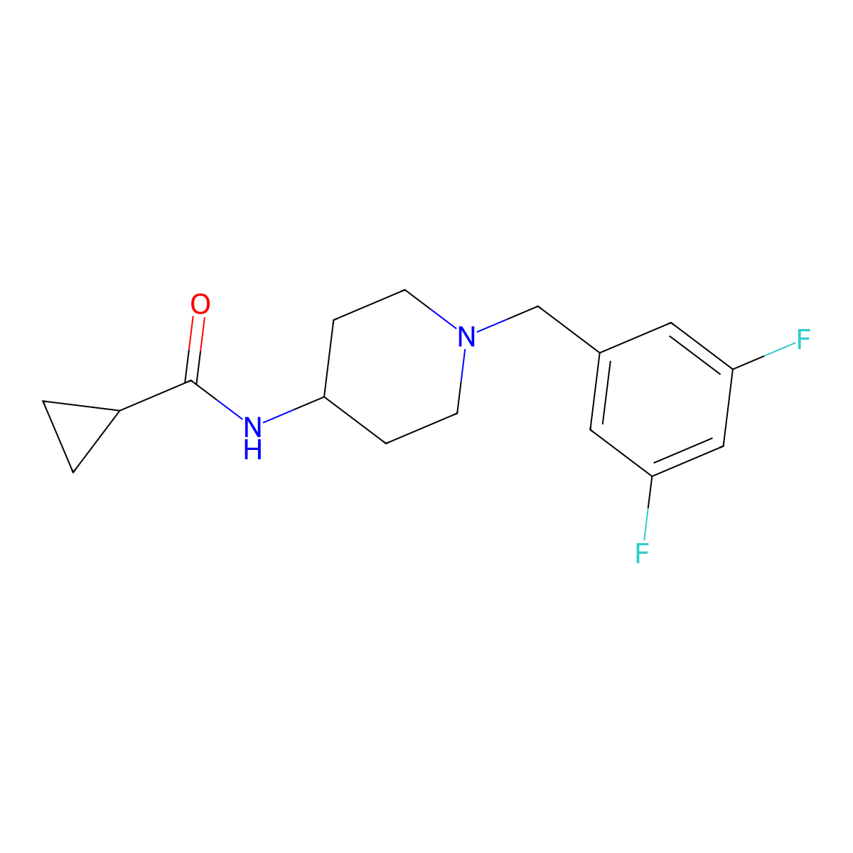 N-{1-[(3,5-difluorophenyl)methyl]piperidin-4-yl}cyclopropanecarboxamide molecular structure, CAS 2770608-02-9
