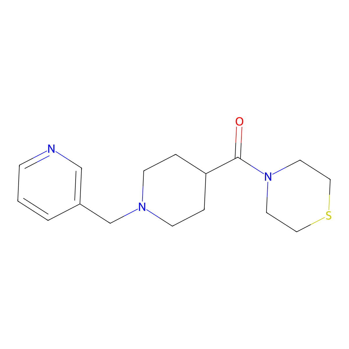 4-{1-[(Pyridin-3-yl)methyl]piperidine-4-carbonyl}thiomorpholine molecular structure, CAS 2770608-12-1