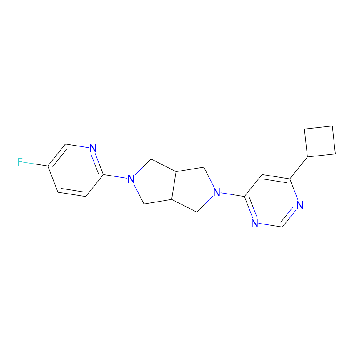 4-Cyclobutyl-6-[5-(5-fluoropyridin-2-yl)-octahydropyrrolo[3,4-c]pyrrol-2-yl]pyrimidine molecular structure, CAS 2770608-14-3