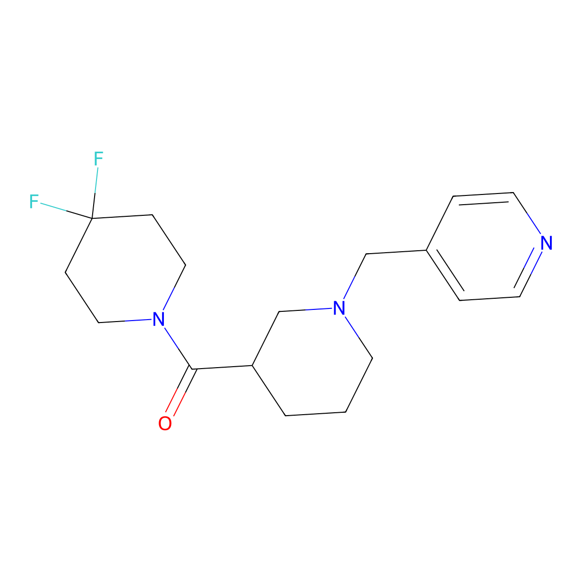 4-{[3-(4,4-Difluoropiperidine-1-carbonyl)piperidin-1-yl]methyl}pyridine molecular structure, CAS 2770608-17-6