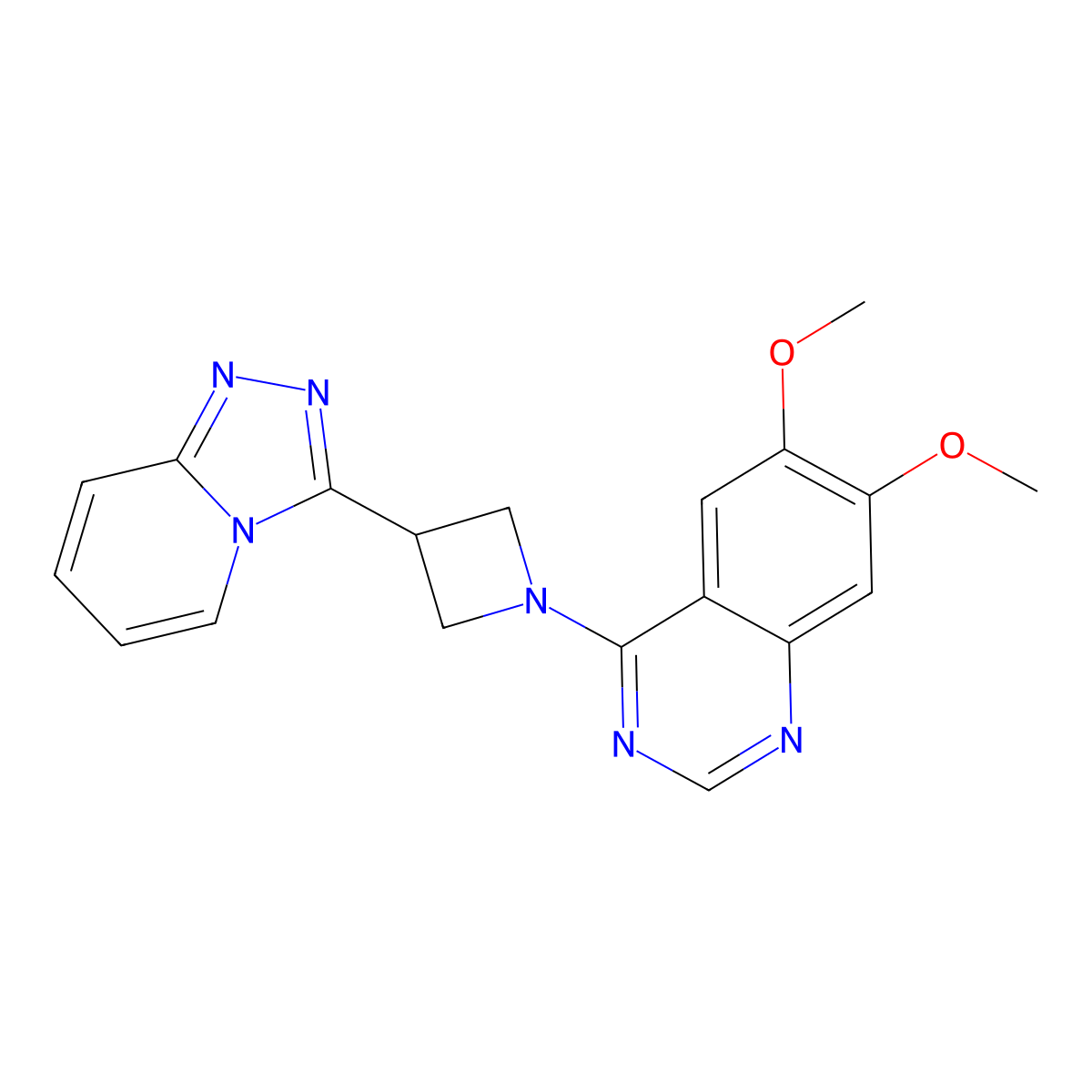 6,7-Dimethoxy-4-(3-{[1,2,4]triazolo[4,3-a]pyridin-3-yl}azetidin-1-yl)quinazoline molecular structure, CAS 2770608-24-5