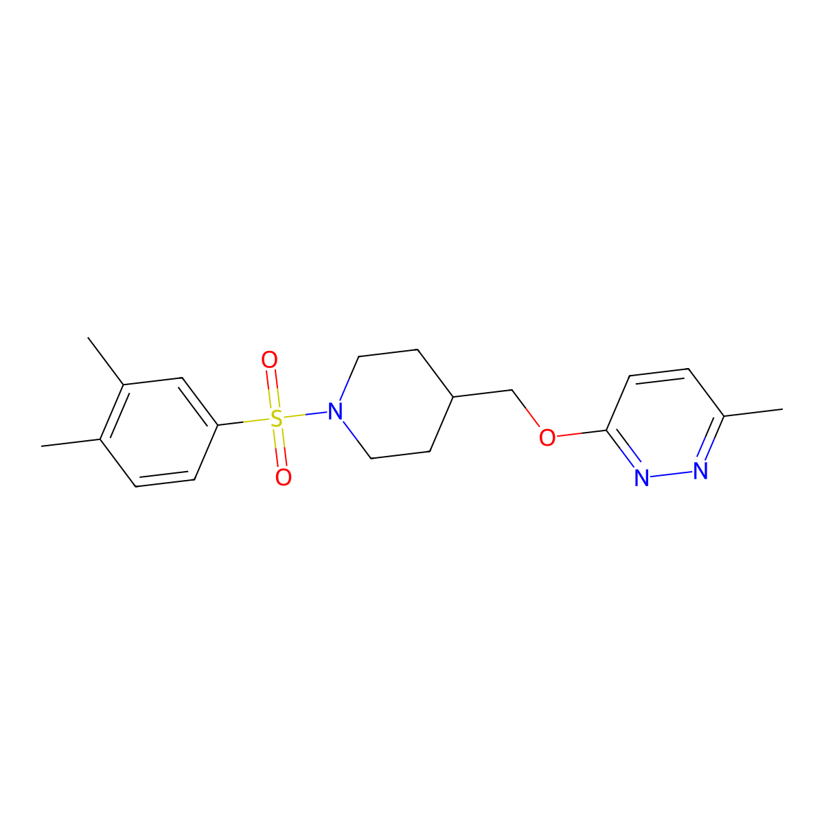 3-{[1-(3,4-Dimethylbenzenesulfonyl)piperidin-4-yl]methoxy}-6-methylpyridazine molecular structure, CAS 2770608-29-0