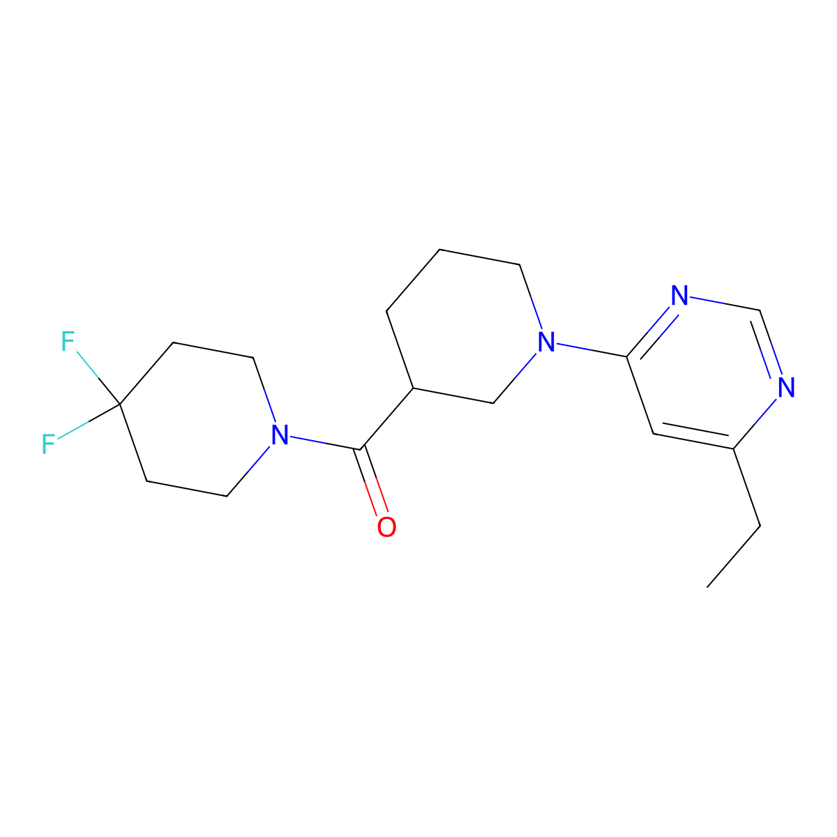 4-[3-(4,4-Difluoropiperidine-1-carbonyl)piperidin-1-yl]-6-ethylpyrimidine molecular structure, CAS 2770608-32-5