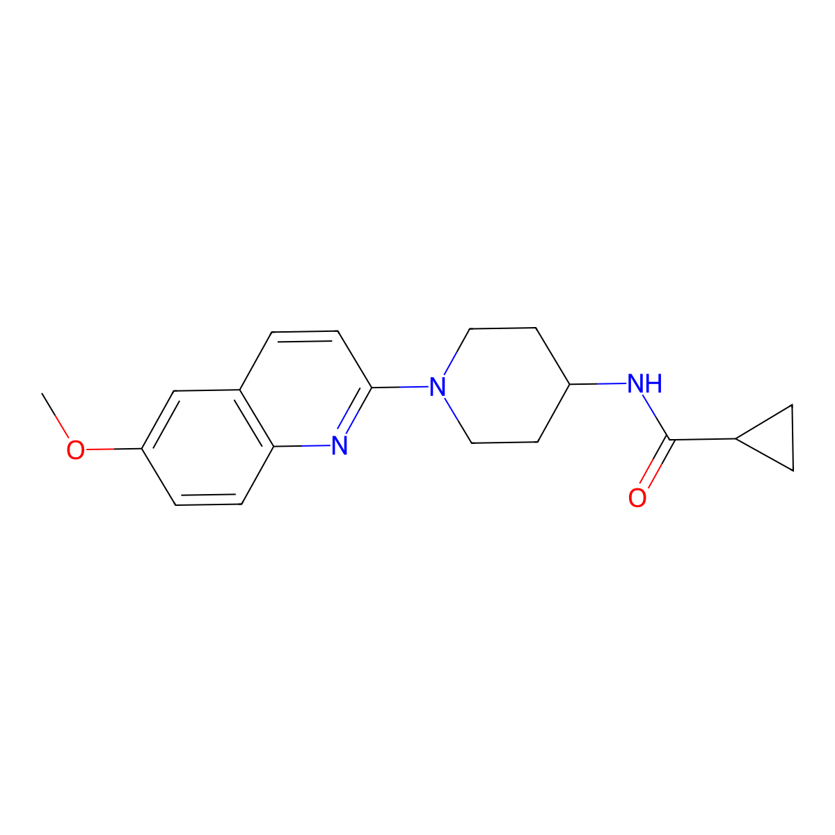 N-[1-(6-methoxyquinolin-2-yl)piperidin-4-yl]cyclopropanecarboxamide molecular structure, CAS 2770608-33-6
