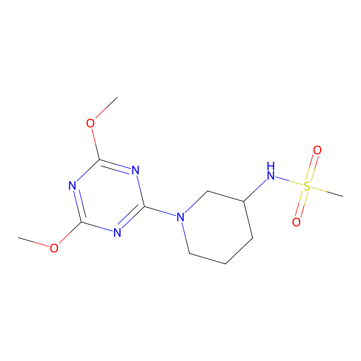 N-[1-(4,6-dimethoxy-1,3,5-triazin-2-yl)piperidin-3-yl]methanesulfonamide molecular structure, CAS 2770608-42-7