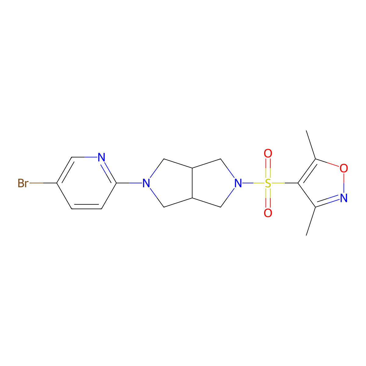 5-Bromo-2-{5-[(3,5-dimethyl-1,2-oxazol-4-yl)sulfonyl]-octahydropyrrolo[3,4-c]pyrrol-2-yl}pyridine molecular structure, CAS 2770608-46-1