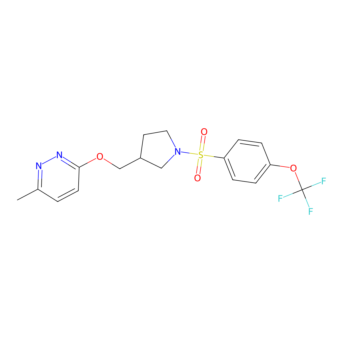 3-Methyl-6-({1-[4-(trifluoromethoxy)benzenesulfonyl]pyrrolidin-3-yl}methoxy)pyridazine molecular structure, CAS 2770608-49-4